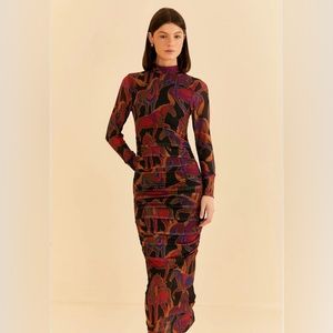 Black Wild Horses Tulle Midi Dress